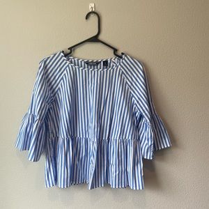 Blue & white striped blouse. 💙